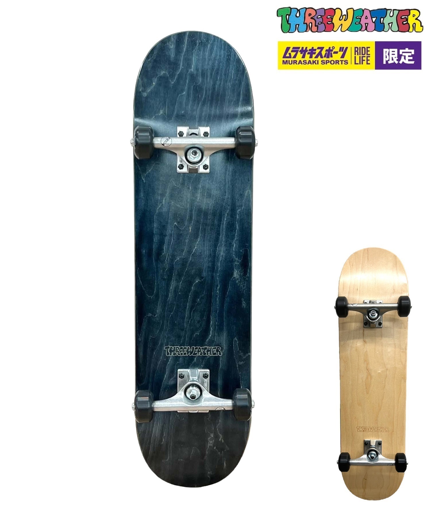 THREE WEATHER スリーウェザースケートボード コンプリートセット 8.0inch PREMIUM COMPLETE プレミアム コンプリート SBMR2303S, 2304S 大人(BK-8inch)