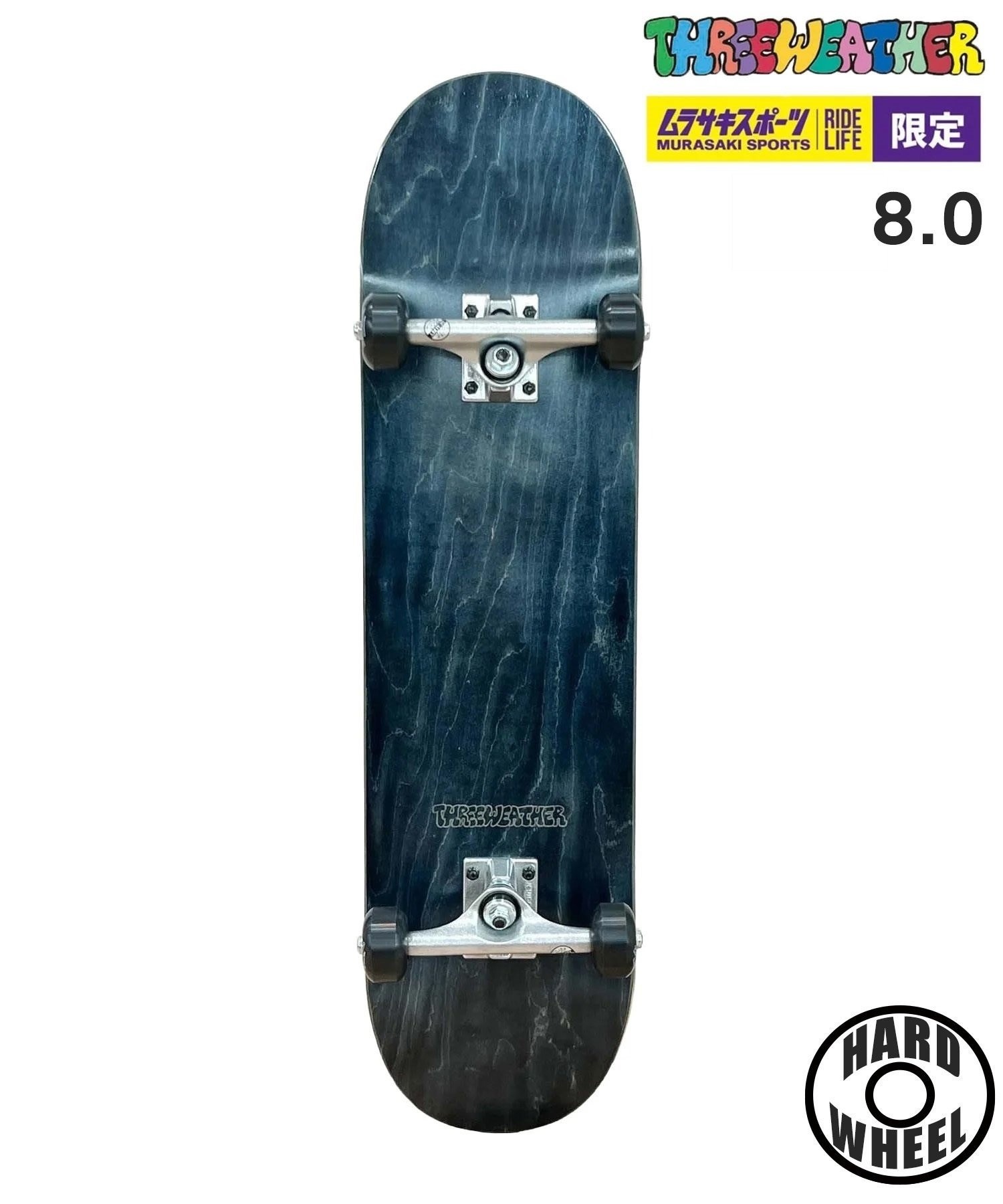 THREE WEATHER スリーウェザースケートボード コンプリートセット 8.0inch PREMIUM COMPLETE プレミアム コンプリート SBMR2303S, 2304S 大人(BK-8inch)