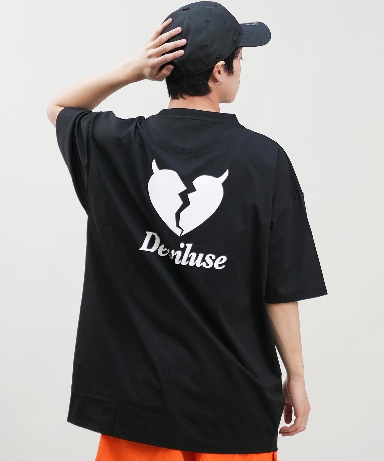 DEVILUSE デビルユース メンズ ラッシュガード 半袖 Tシャツ オーバーサイズ 水陸両用 ムラサキスポーツ限定 243OO1ST303DU(BLK-M)