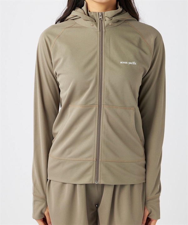 OP オーシャンパシフィック 水着 ラッシュガード ジップアップ パーカー レディース 2WAY UVカット 524471