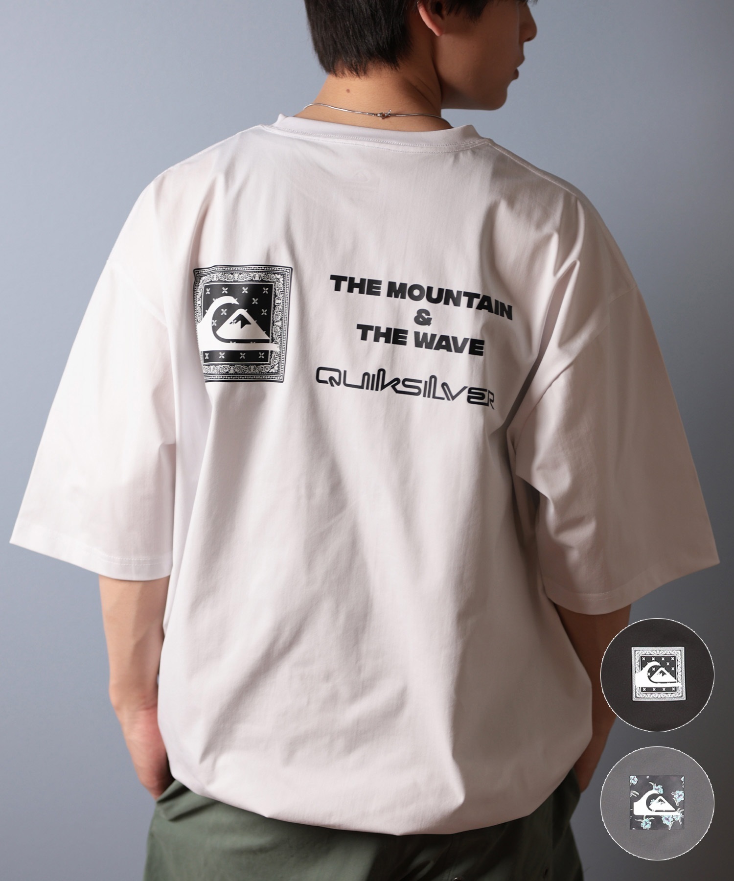 QUIKSILVER クイックシルバー ラッシュガード メンズ 半袖 Tシャツ バックプリント 水陸両用 UVカット QLY251626M ムラサキスポーツ限定(WHT-M)