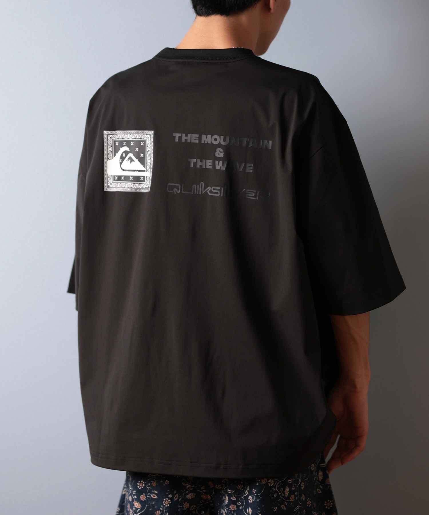 QUIKSILVER クイックシルバー ラッシュガード メンズ 半袖 Tシャツ バックプリント 水陸両用 UVカット QLY251626M ムラサキスポーツ限定(BLK-M)