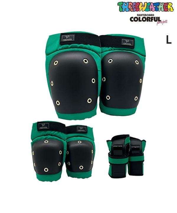 THREE WEATHER スリーウェザー スケートボード パッド COLORFULPROJECT SAFETY 3点セット