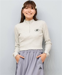 DC ディーシー 長袖 Tシャツ ロンT レディース クロップド丈 ショート丈 ハーフジップ LLT254312(GRY-M)