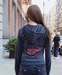 ROXY ロキシー × MANA ジップアップ パーカー レディース ベロア ショート丈 セットアップ対応 ROXY CRUISERS RZP254617T(NVY-M)