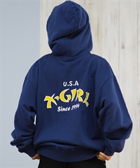 X-GIRL エックスガール ジップアップ パーカー レディース バックプリント ロゴ ARCH LOGO ZIP UP HOODIE 105253012022(NAVY-S)