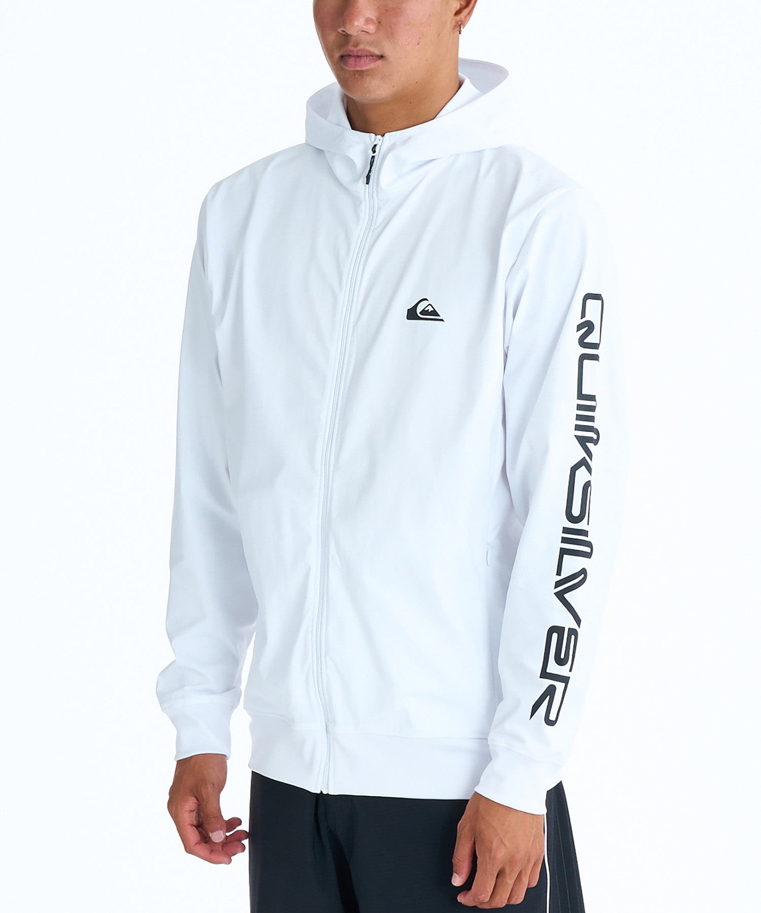 QUIKSILVER クイックシルバー 水着 ラッシュガード ジップアップ パーカー メンズ UVカット 接触冷感 速乾 水陸両用 QLY261009(WHT-M)