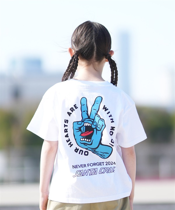 SANTA CRUZ サンタクルーズ 半袖 Tシャツ キッズ ジュニア 子供 バックプリント PEACE FOR NOTO SS TEE 502262409 ムラサキスポーツ限定(WHITE-130cm)