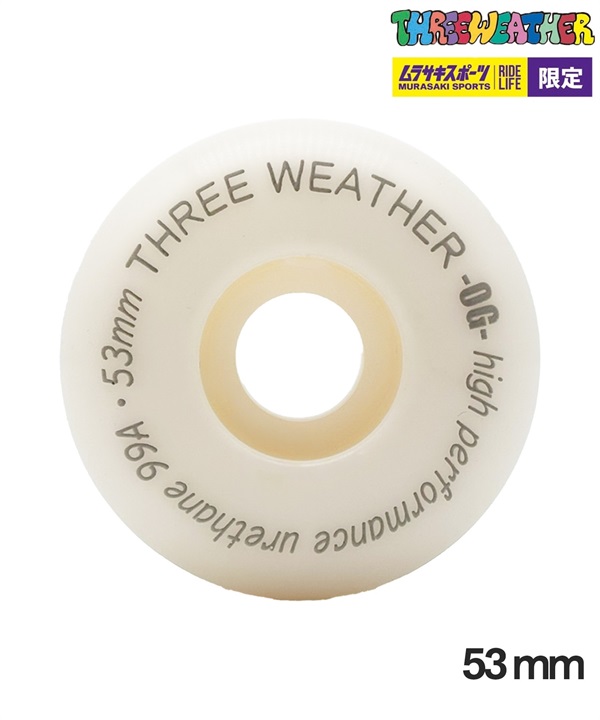 THREE WEATHER スリーウェザー スケートボードウィール  99A 53mm WHEEL WT BK ムラサキスポーツ 初心者 完成品