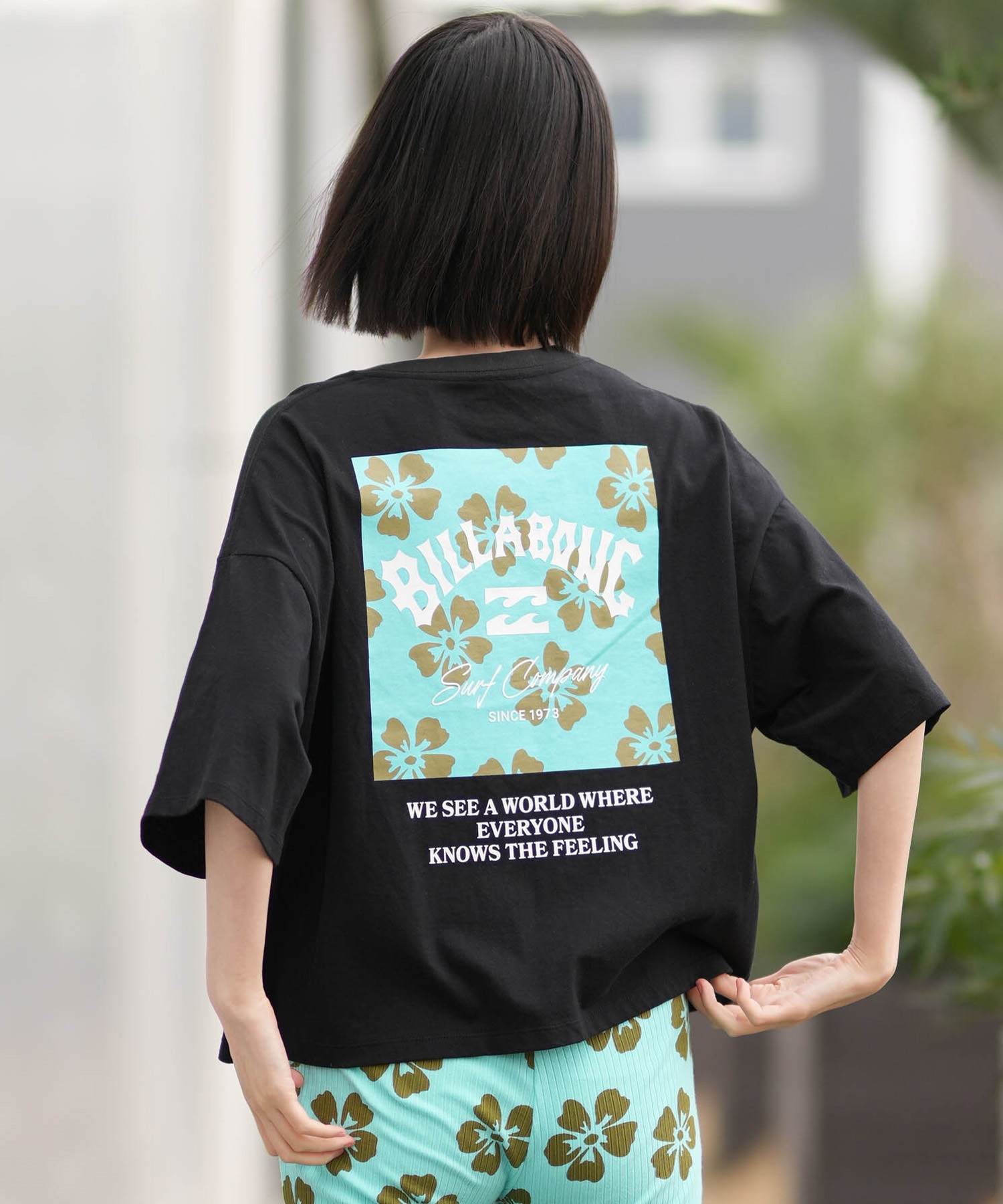 BILLABONG ビラボン 半袖 Tシャツ レディース SQUARE LOGO LOOSE CROPPED BG013205(OCS-M)