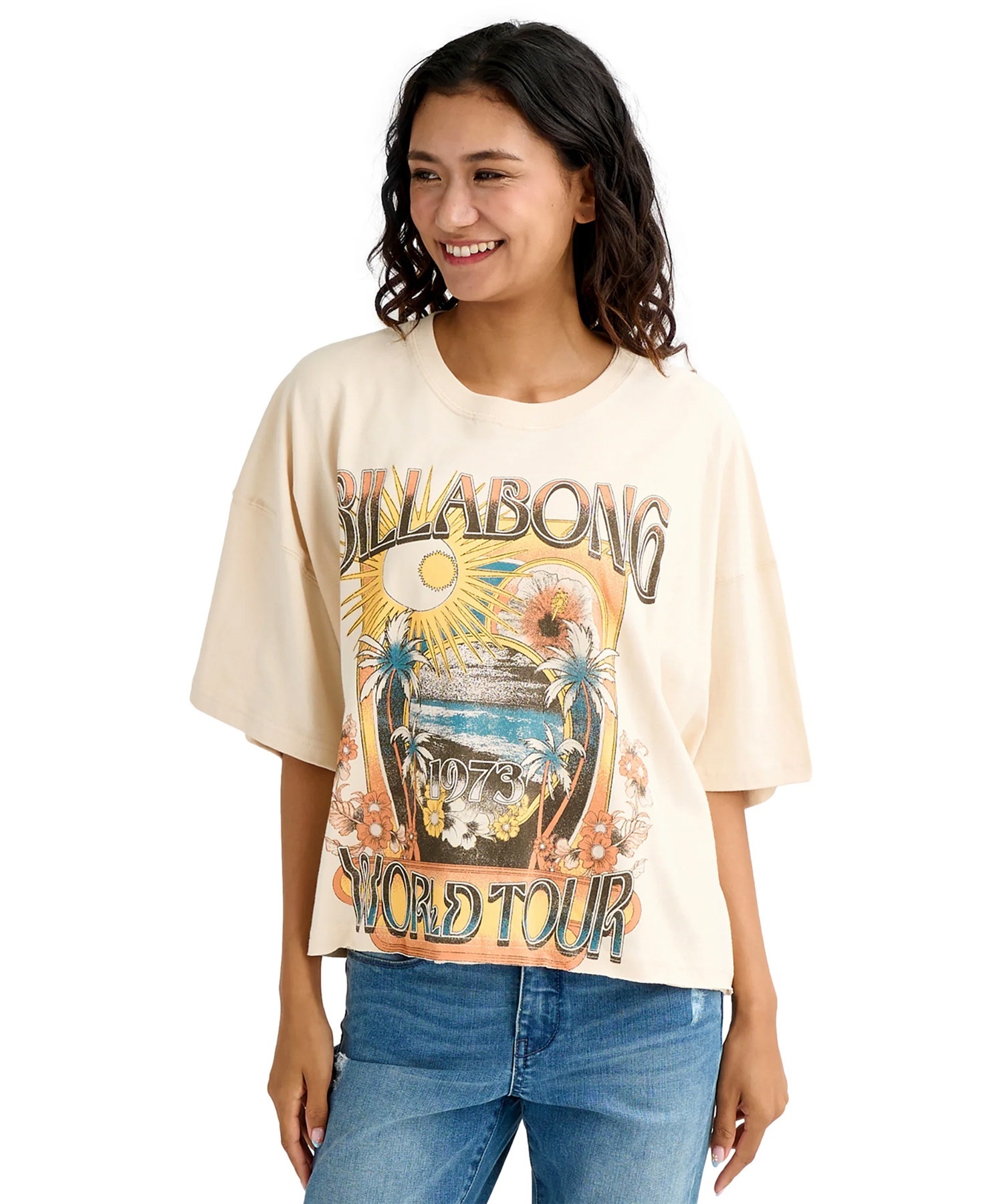 BILLABONG ビラボン 半袖 Tシャツ レディース GRAPHIC WIDE LOOSE CROP T BG013209(WCP-M)