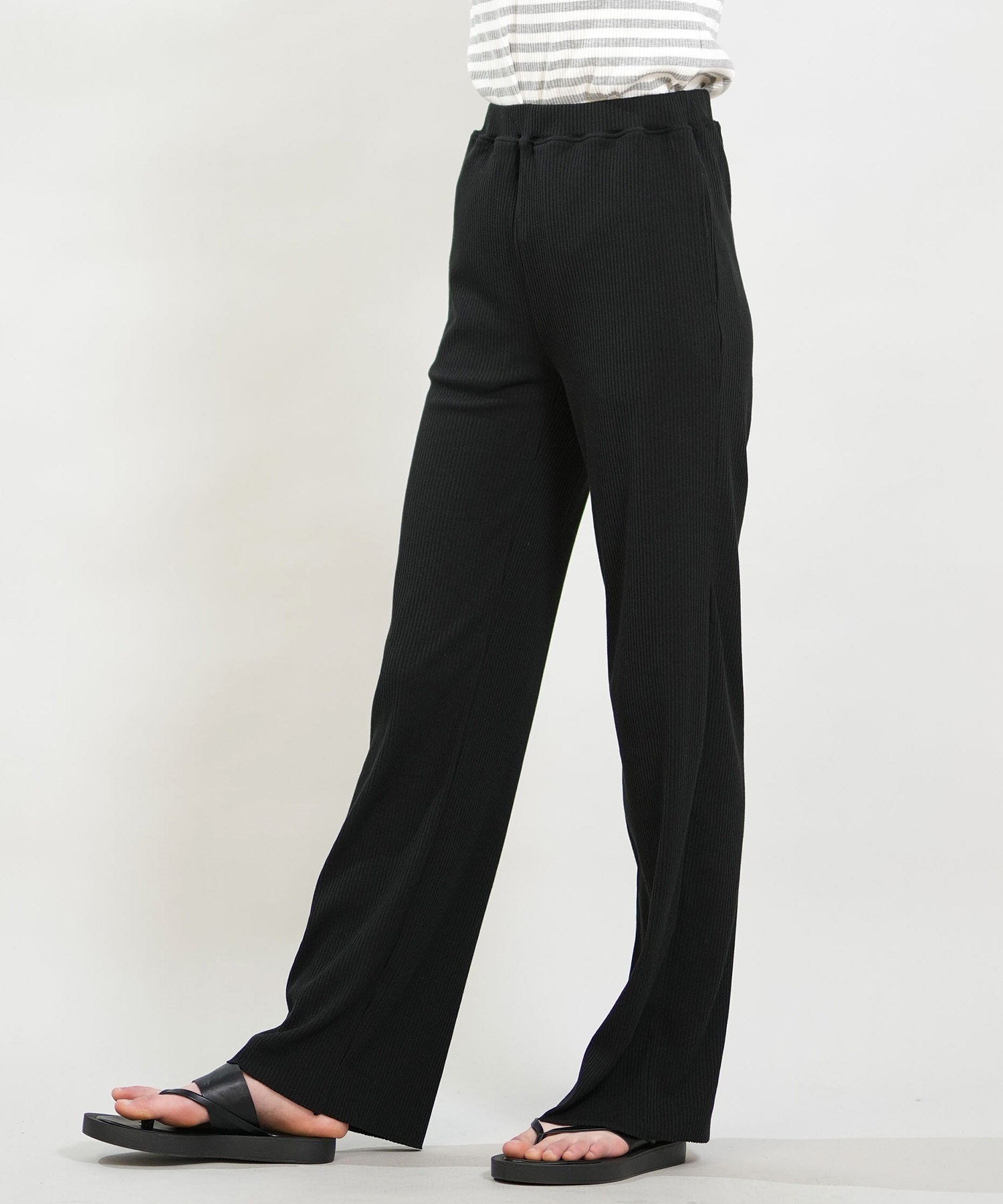 RIKKA FEMME リッカファム ロングパンツ レディース リブパンツ フレア RF6S-3105(BLK-FREE)