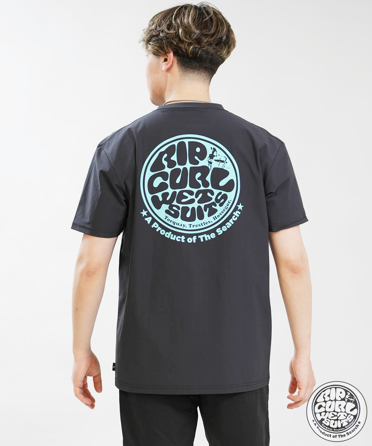 RIP CURL リップカール 水着 ラッシュガード 半袖 Tシャツ メンズ WETTI PASSAGE ICON RASH RCM6S-4304(BLK-M)
