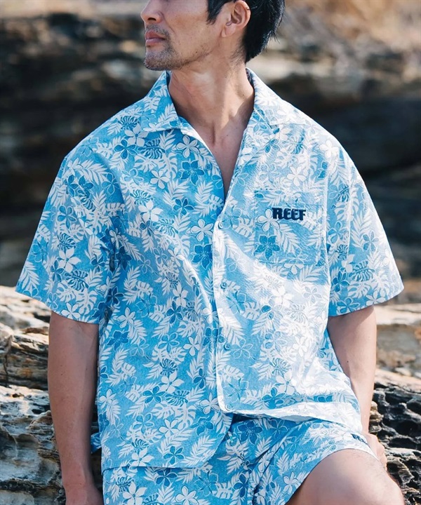 REEF リーフ 半袖 シャツ メンズ UVカット 抗菌防臭 ストレッチ 塩素対応 水陸両用 セットアップ対応 ELY262601T