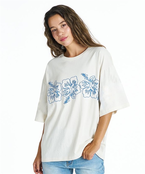 ROXY ロキシー 半袖 Tシャツ レディース ハイビスカス 刺繍 BREAK LINE RST262036