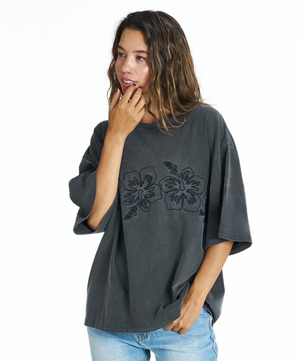ROXY ロキシー 半袖 Tシャツ レディース ハイビスカス 刺繍 BREAK LINE RST262036