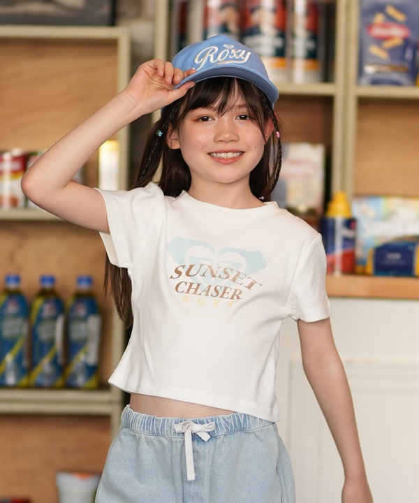 ROXY ロキシー 半袖 Tシャツ キッズ ジュニア ショート丈 MINI SUNSET CHASER TST261661M ムラサキスポーツ限定
