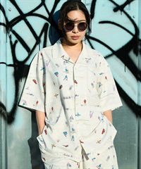 DEAR LAUREL ディアローレル 半袖 シャツ メンズ 水陸両用 VACATION SHIRT DL26S-2403(WHT-M)