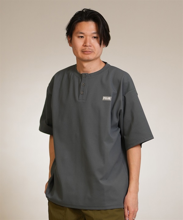 POLER ポーラー 半袖 Tシャツ メンズ 水陸両用 FURRY FONT DRY HENLEY TEE 269MCV0037 ムラサキスポーツ限定