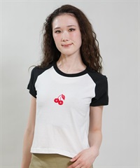 RVCA ルーカ 半袖 Tシャツ レディース クロップド丈 ショート丈 ROAM RAGLAN CROPPED BABY TEE BG043204(BLK-S)