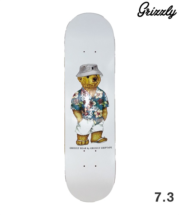 GRIZZLY グリズリー HAMPTONS BEAR ホワイト キッズ スケートボード デッキ 7.37 子供 初心者 スケボー