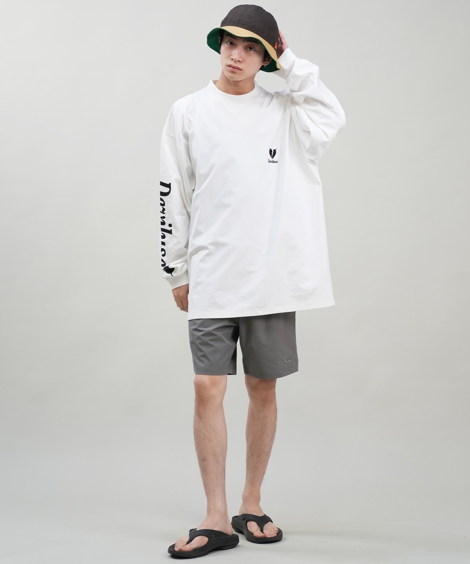 DEVILUSE デビルユース メンズ ラッシュガード 長袖 Tシャツ オーバーサイズ 水陸両用 ムラサキスポーツ限定 243OO1LT089DU(WHT-M)