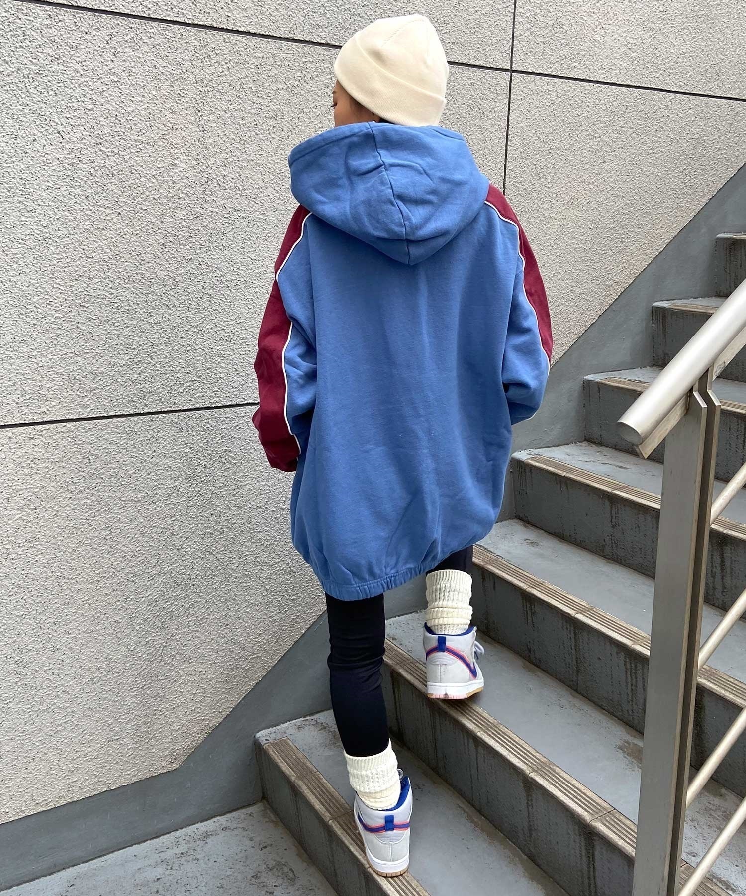 X-GIRL/エックスガール  CONTRAST COLOR SWEAT HOODIE レディース プルオーバー パーカー 105233012022(WHITE-M)