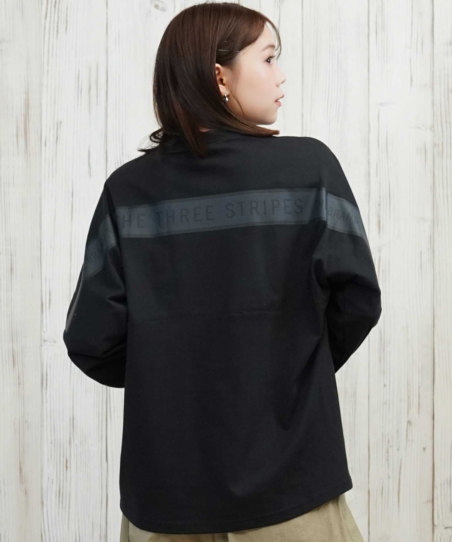 adidas アディダス 長袖 Tシャツ ロンT レディース バックテープ CX380(BK-M)