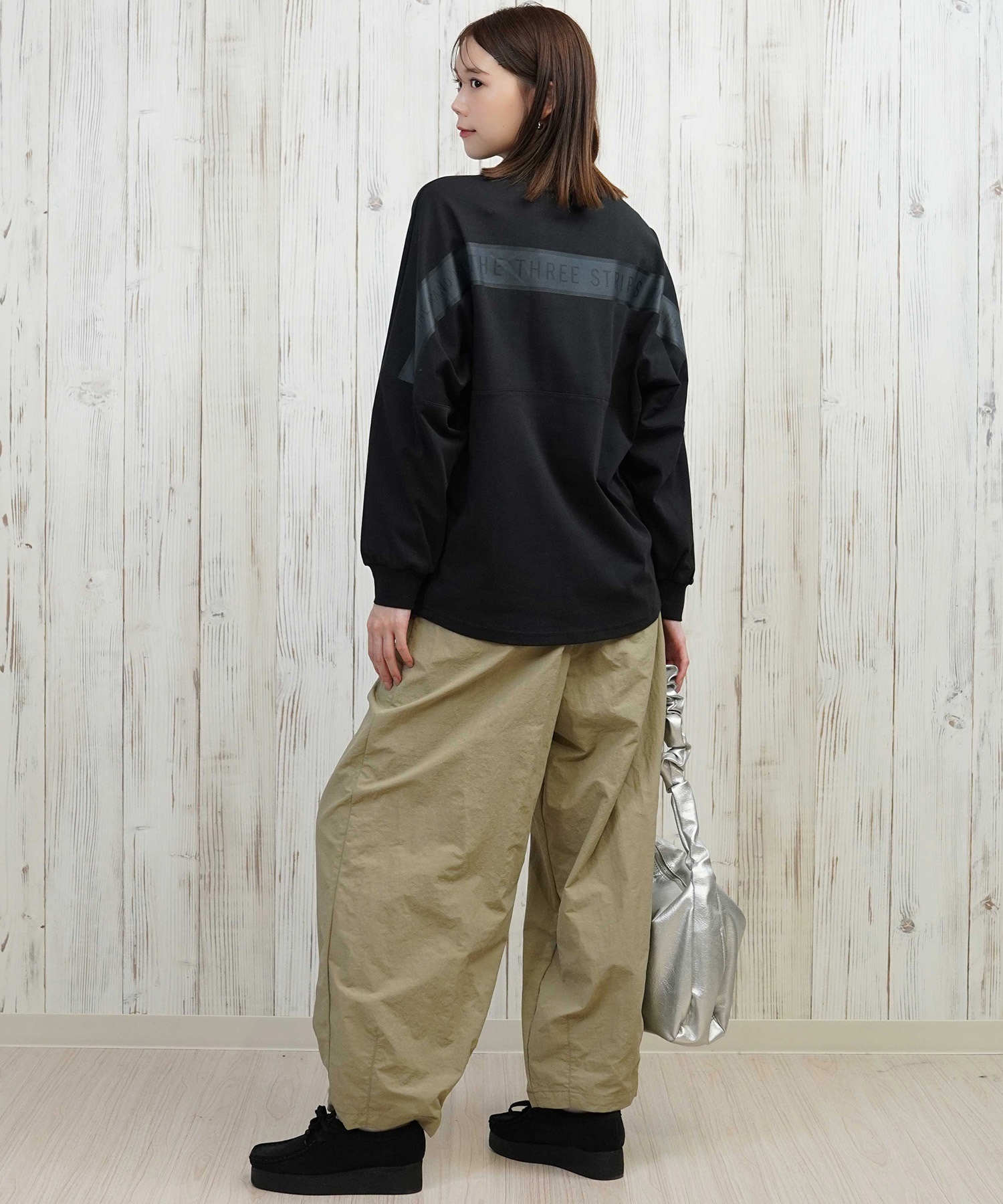 adidas アディダス 長袖 Tシャツ ロンT レディース バックテープ CX380(BK-M)