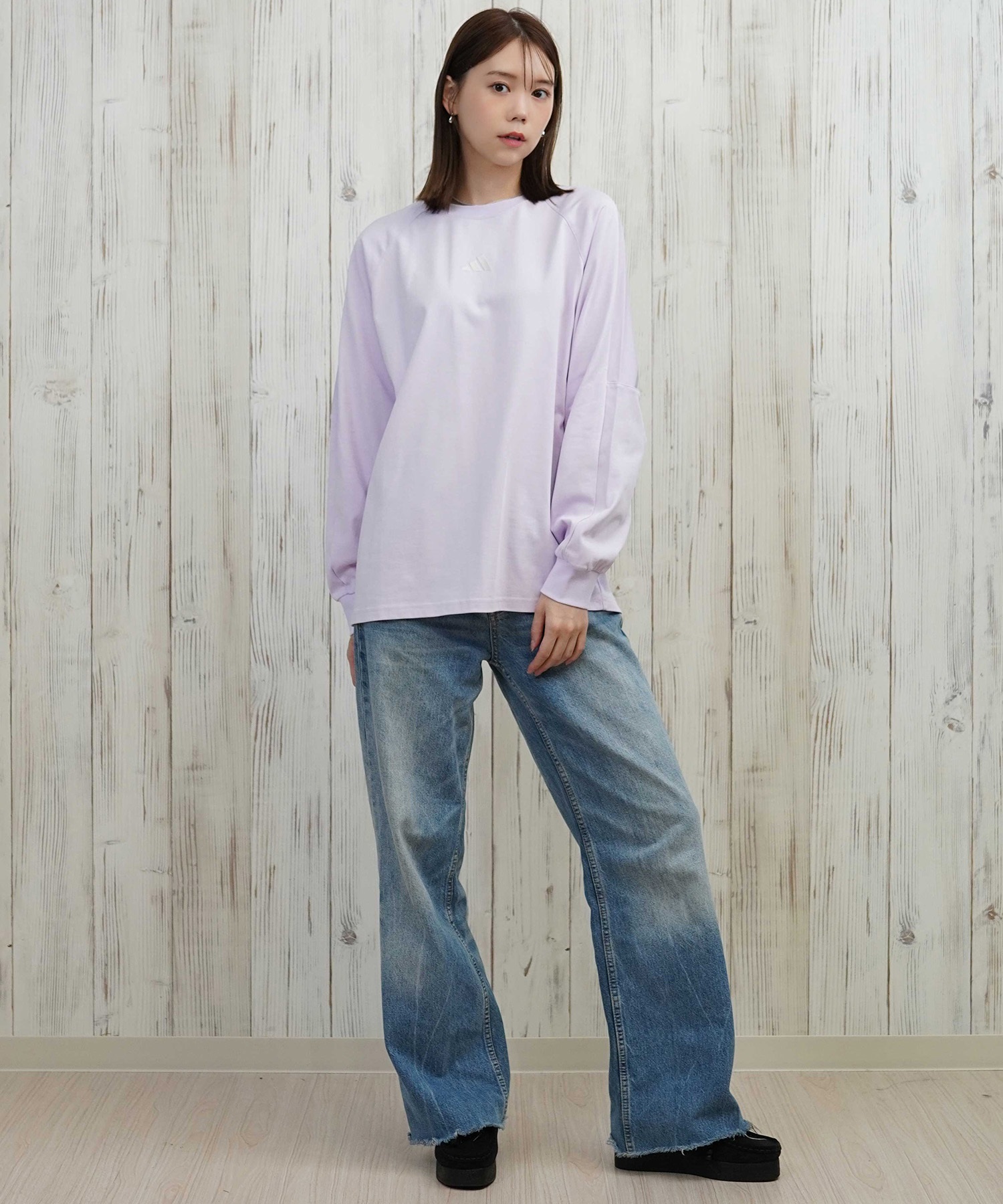 adidas アディダス 長袖 Tシャツ ロンT レディース バックテープ CX380(BK-M)