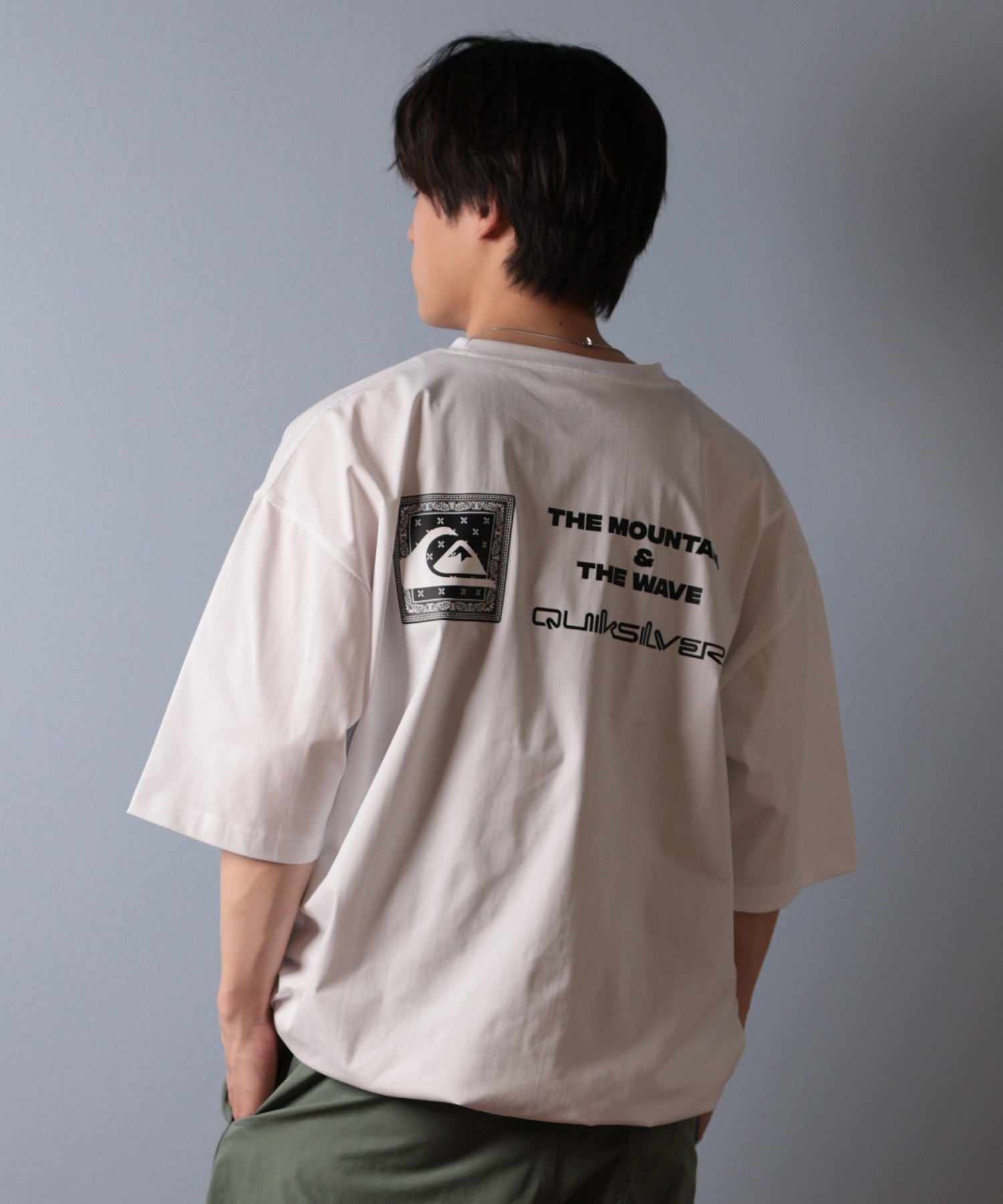 QUIKSILVER クイックシルバー ラッシュガード メンズ 半袖 Tシャツ バックプリント 水陸両用 UVカット QLY251626M ムラサキスポーツ限定(WHT-M)