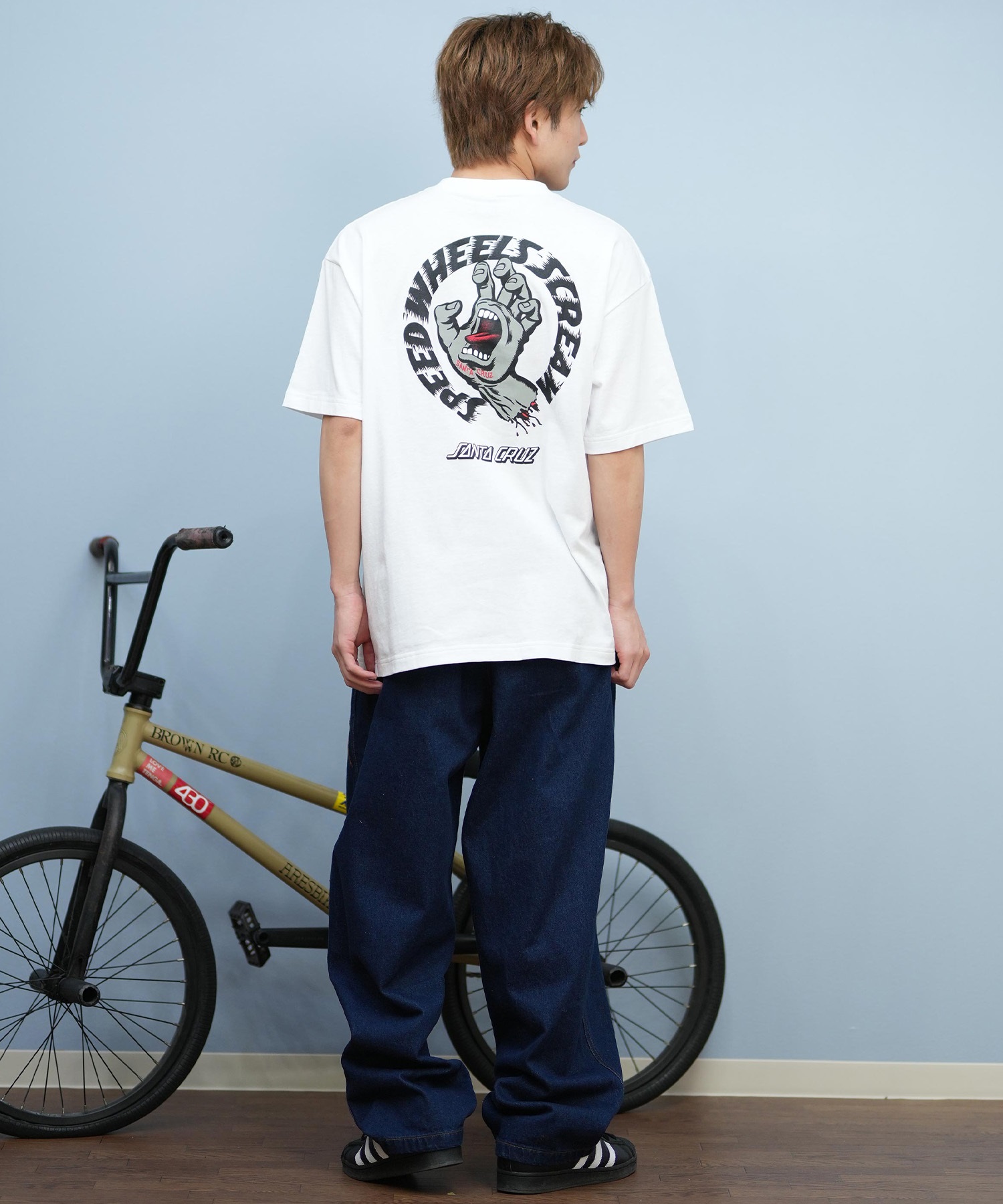 SANTACRUZ サンタクルーズ 半袖 Tシャツ メンズ バックプリント ロゴ スクリーミングハンド 502252401 ムラサキスポーツ限定(WHITE-M)