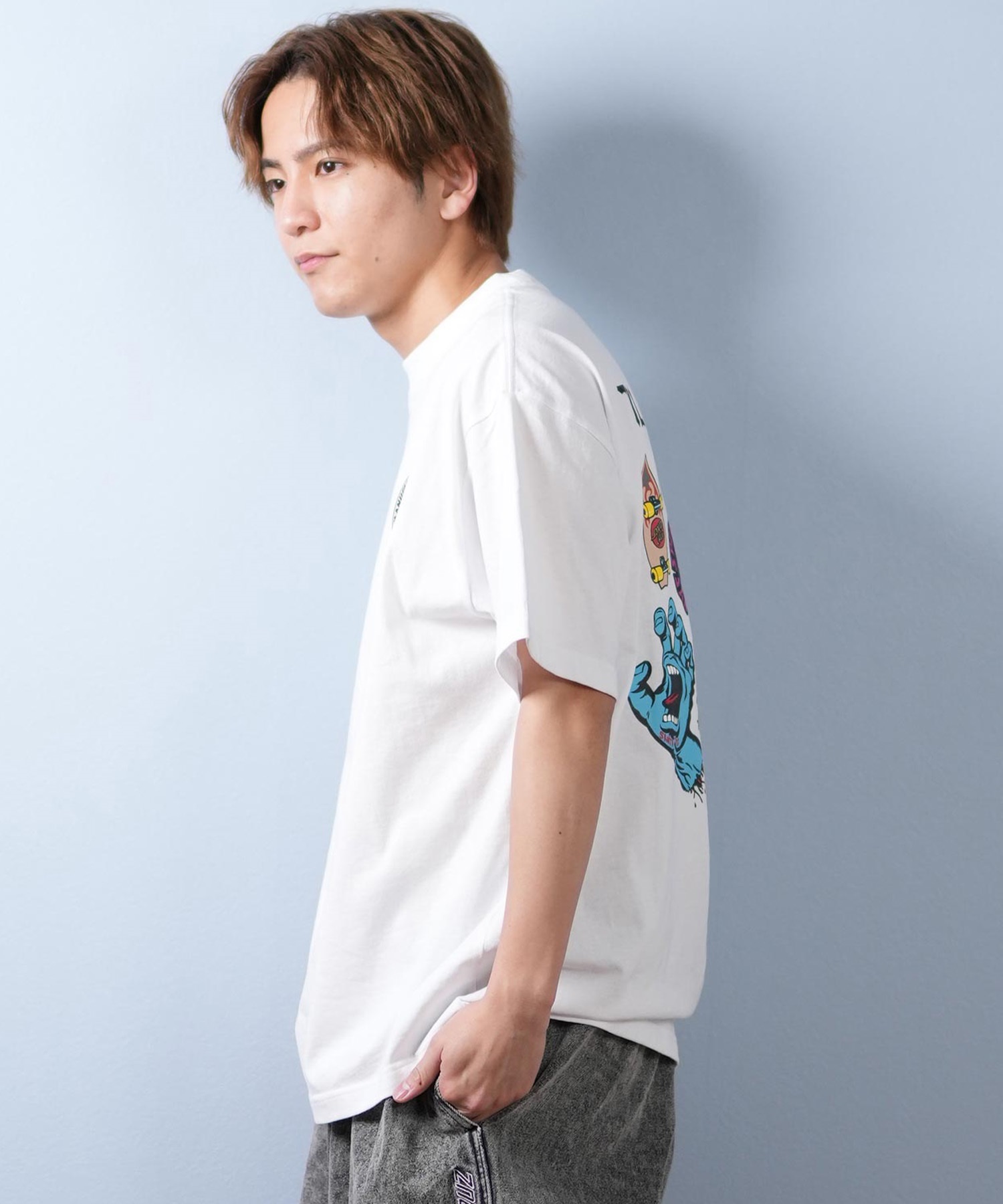 SANTACRUZ サンタクルーズ 半袖 Tシャツ メンズ バックプリント ロゴ スクリーミングハンド 502252402 ムラサキスポーツ限定(WHITE-M)