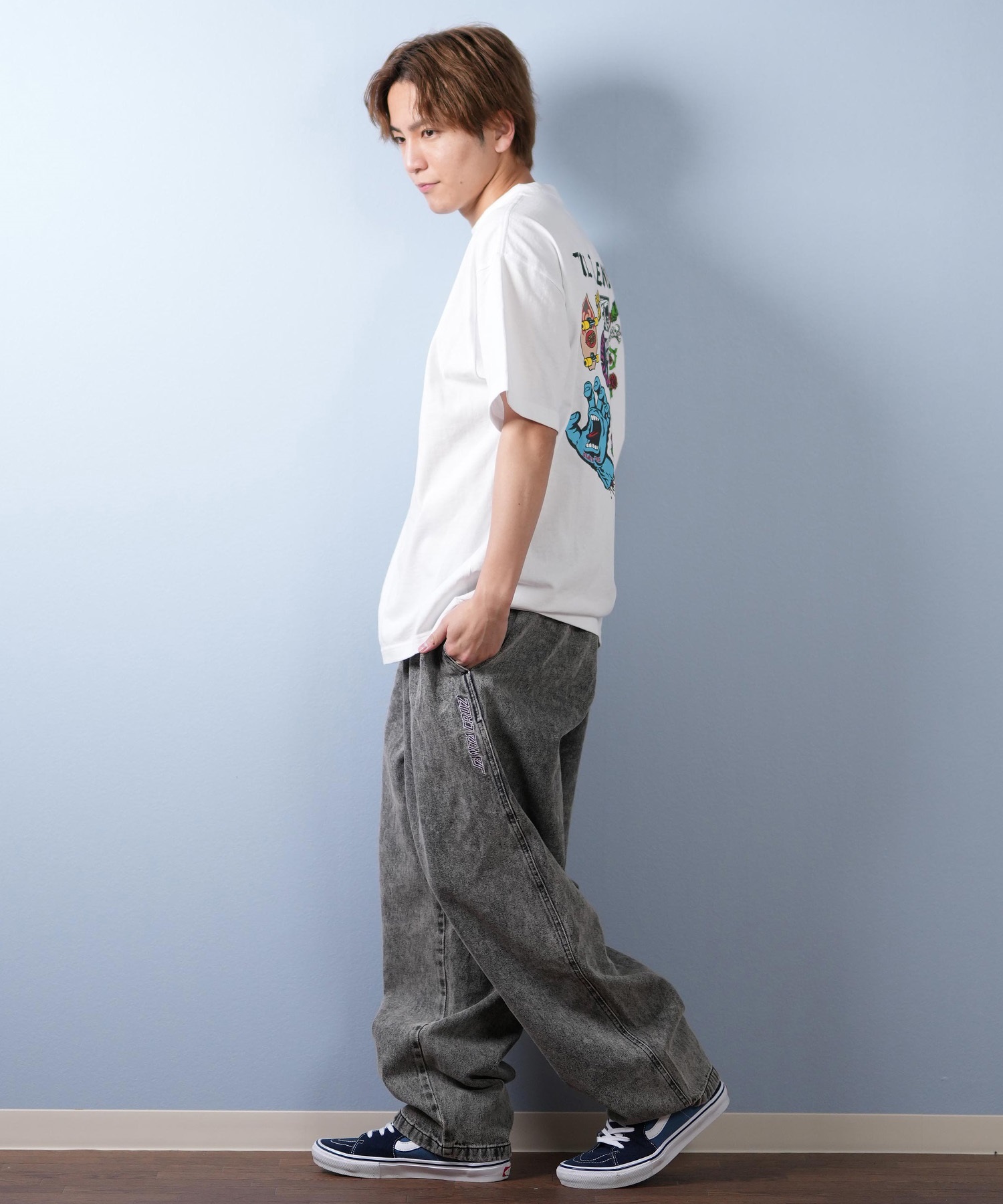 SANTACRUZ サンタクルーズ 半袖 Tシャツ メンズ バックプリント ロゴ スクリーミングハンド 502252402 ムラサキスポーツ限定(WHITE-M)