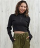 DC ディーシー 長袖 Tシャツ ロンT レディース クロップド丈 ショート丈 ハーフジップ LLT254312(BES-M)