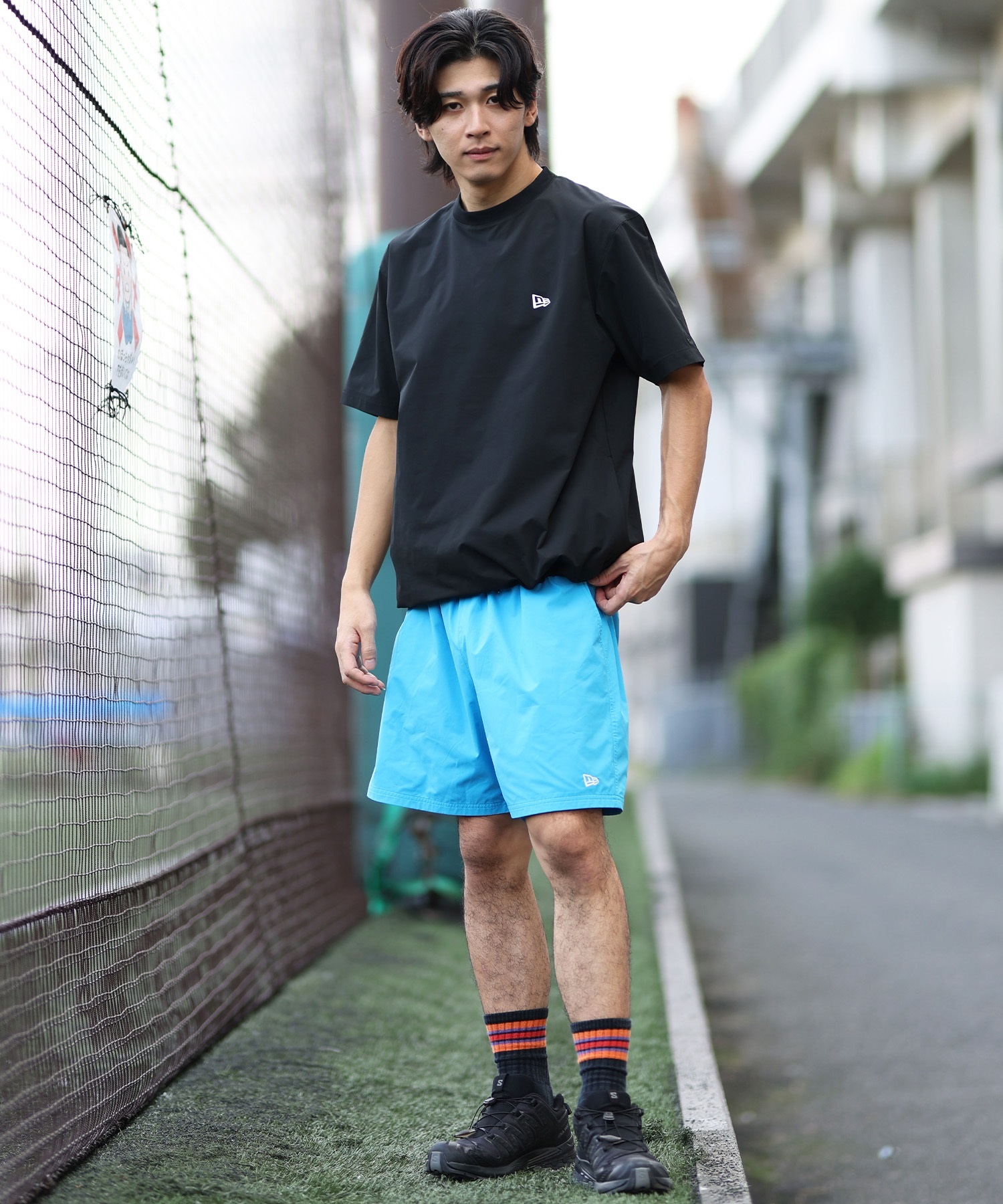 NEW ERA ニューエラ ラッシュガード メンズ 半袖 Tシャツ バックプリント 水陸両用 ユーティリティ UVカット 吸汗速乾 セットアップ対応 14391950(BK-M)