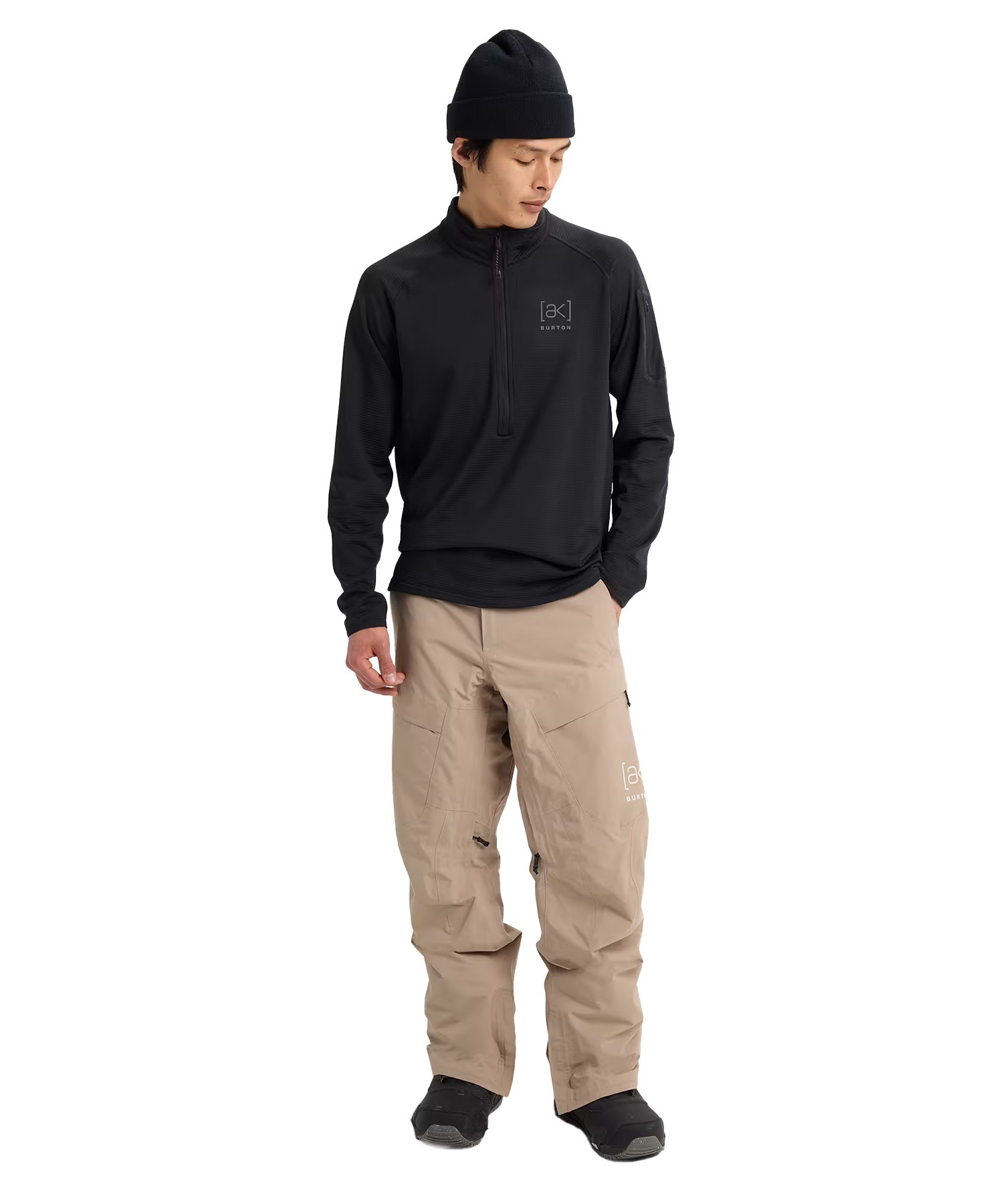 BURTON バートン エーケー Men's [ak] Helium Grid Fleece Half-Zip スノーボード ウェア インナー メンズ 25-26モデル 【2526】(TRUEBLACK-XXS)