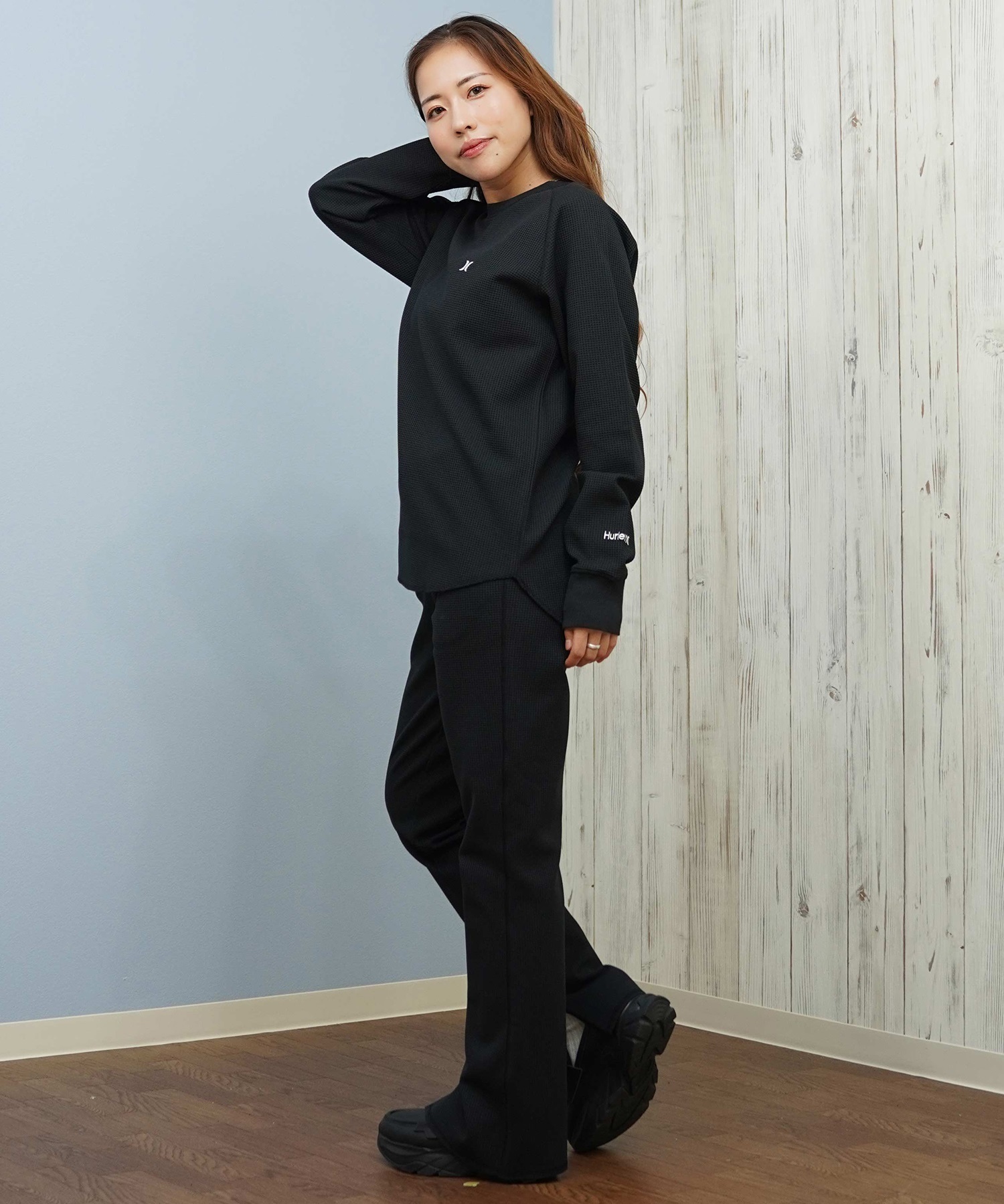 Hurley ハーレー 長袖 Tシャツ ロンT レディース サーマル ワッフル素材 ロゴ ワンポイント セットアップ対応 THERMAL LS TEE WCLS252046(OWHT-M)