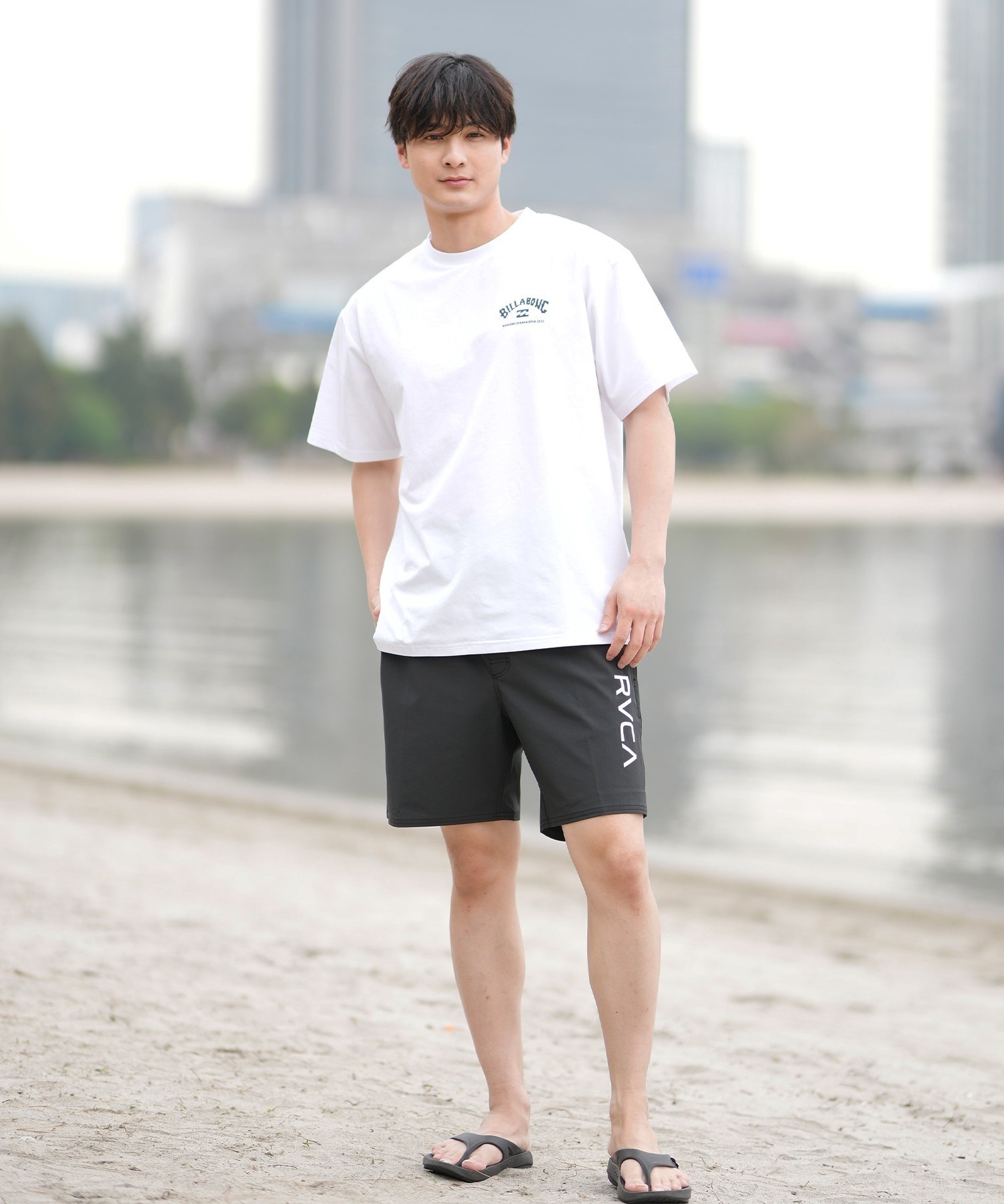 BILLABONG ビラボン 半袖 Tシャツ メンズ SHONAN OPEN SURFFLEX UVケアラッシュガード BF01A-U08 湘南オープン限定商品(BLK-S)