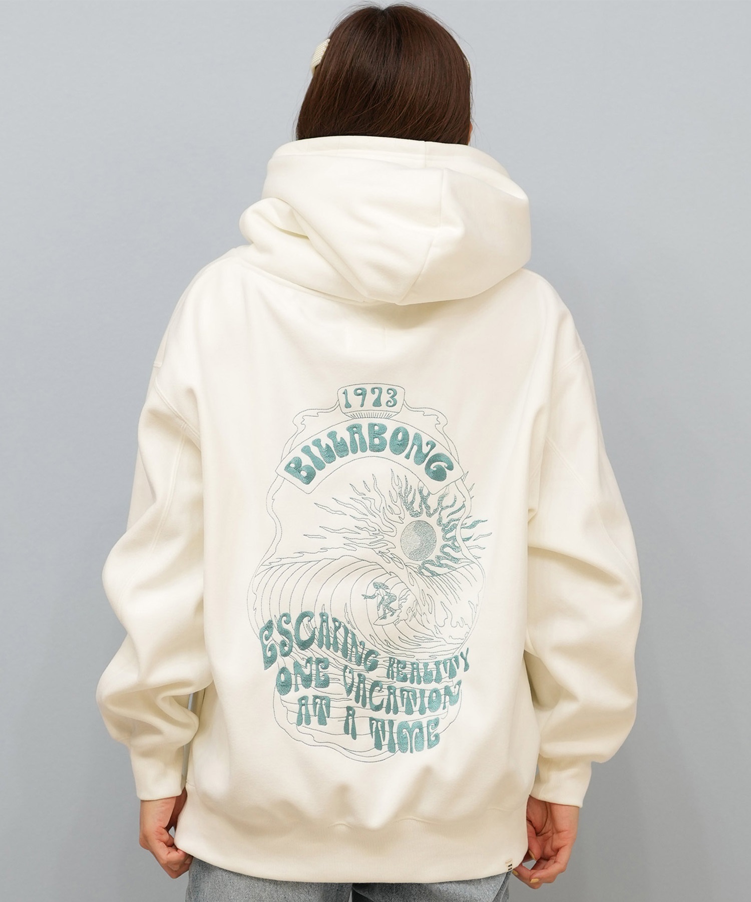 BILLABONG ビラボン プルオーバー パーカー レディース オーバーサイズ バックプリント BF014-015(BLK-M)