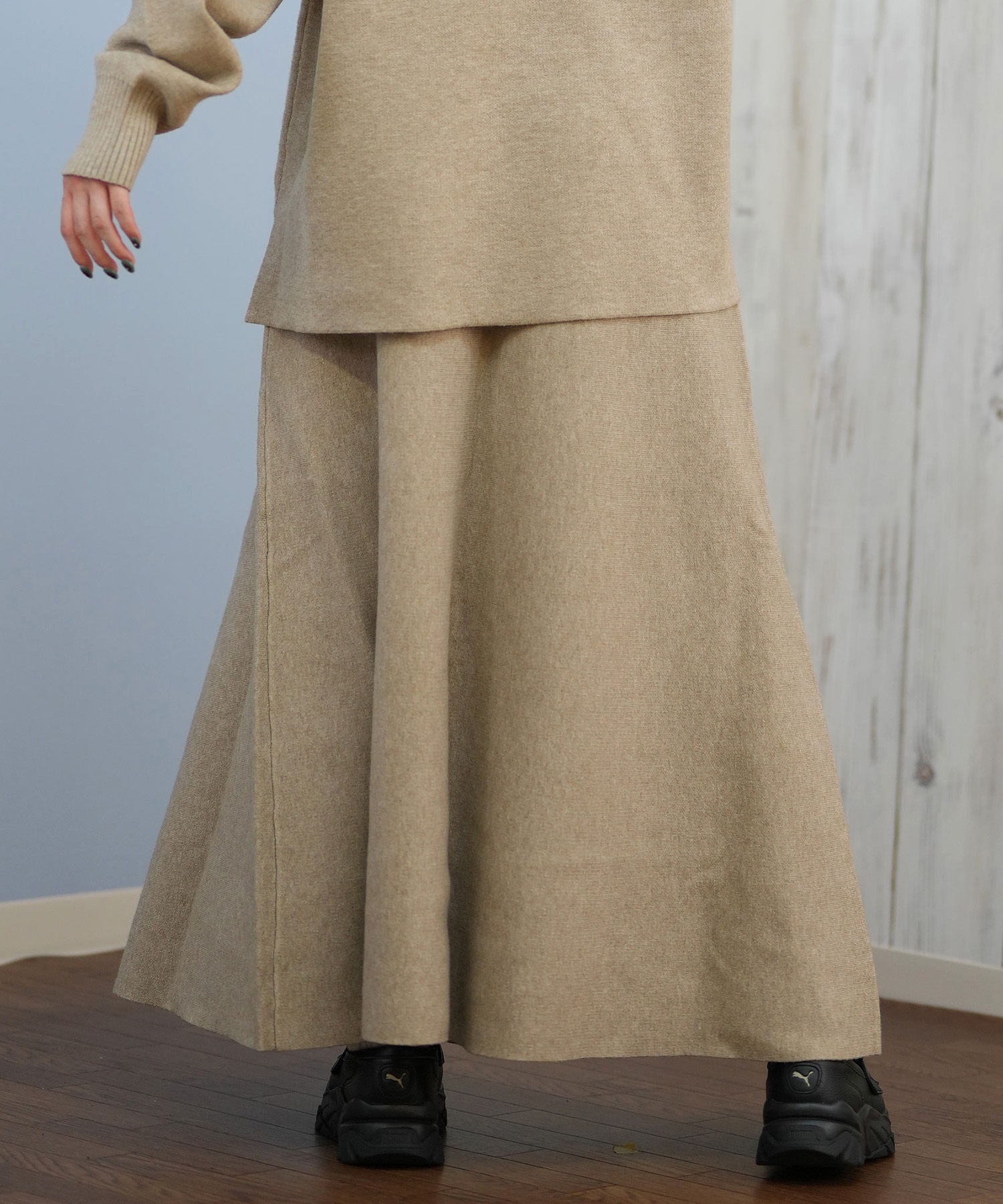 RIKKA FEMME リッカファム ロングスカート レディース リブニットスカート セットアップ対応 RF25FW15(GRY-FREE)