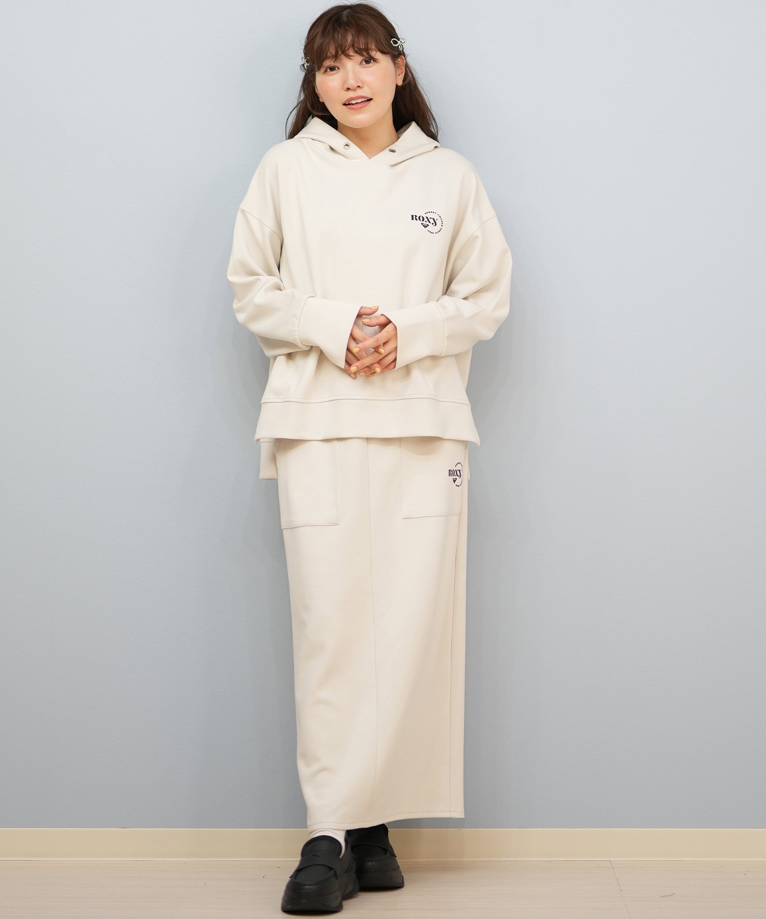 ROXY ロキシー プルオーバー パーカー レディース フーディー ロゴ ワンポイント オーバーサイズ セットアップ対応 RPO254610M(BLK-M)