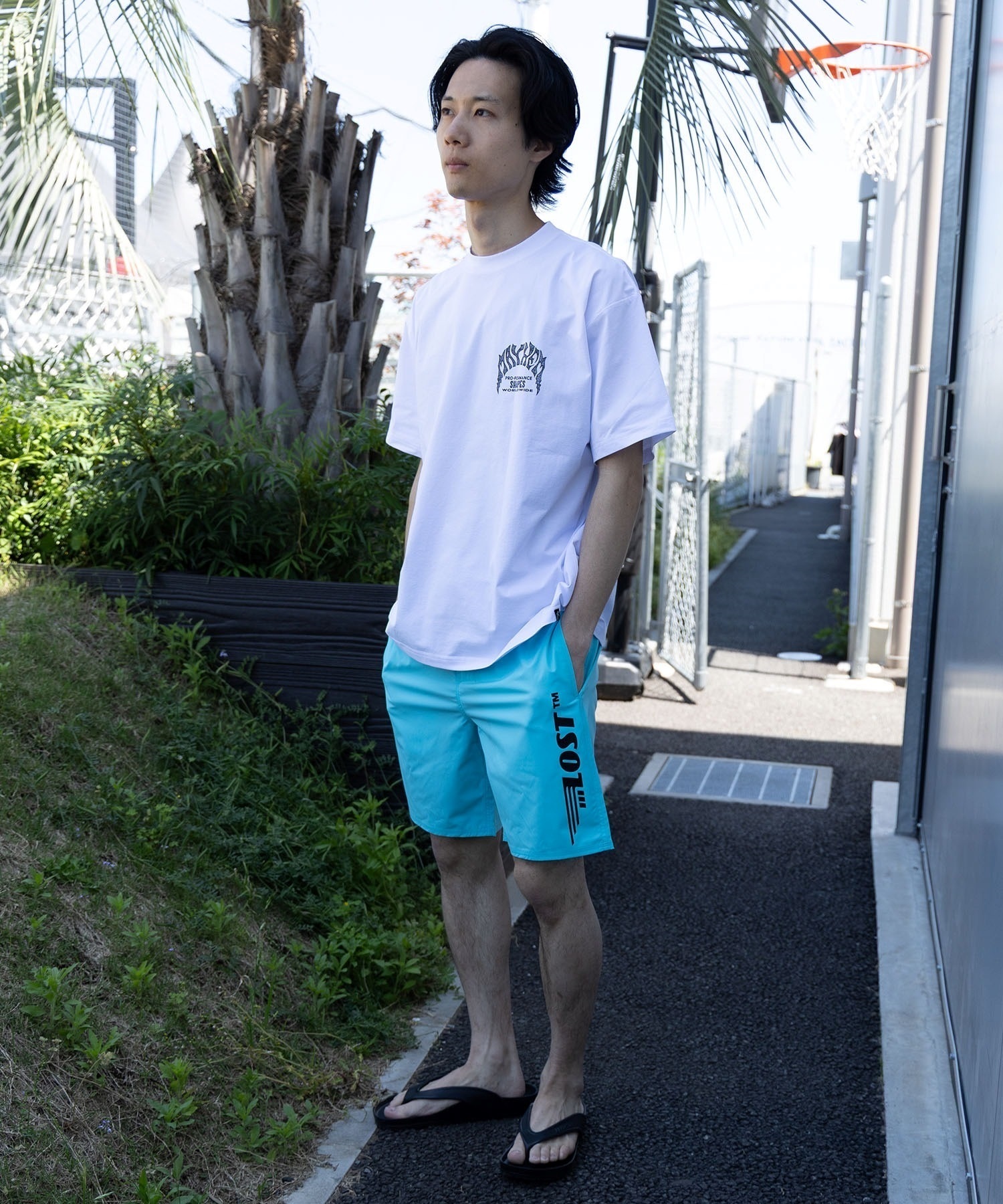 LOST ロスト 水着 海パン トランクス サーフパンツ メンズ ボードショーツ 水 陸両用 L25S-4105 ムラサキスポーツ限定(WHT-28inch)
