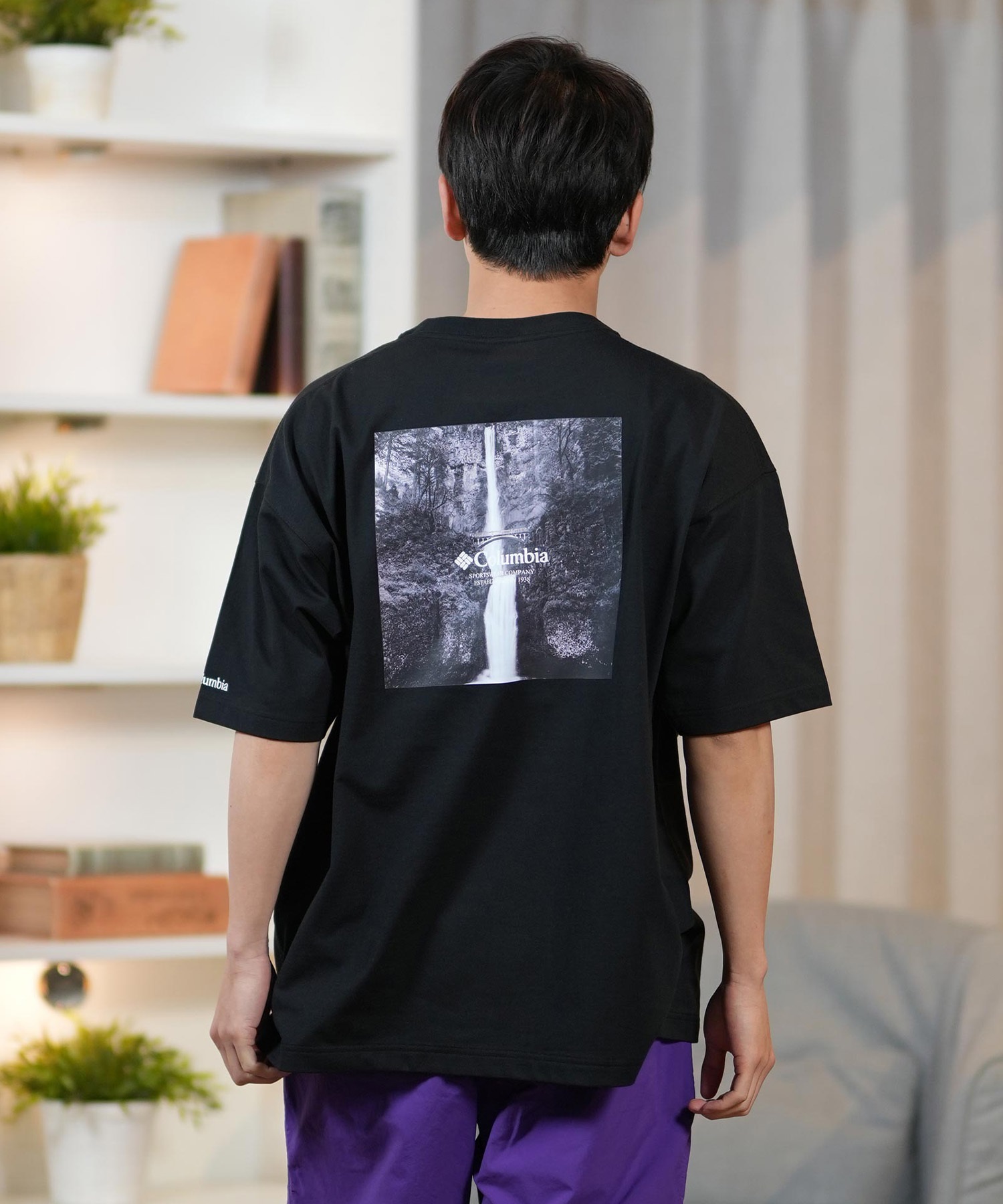 Columbia コロンビア 半袖 Tシャツ メンズ オーバーサイズTシャツ UVケア バックプリント PM4502 ムラサキスポーツ限定(100-S)