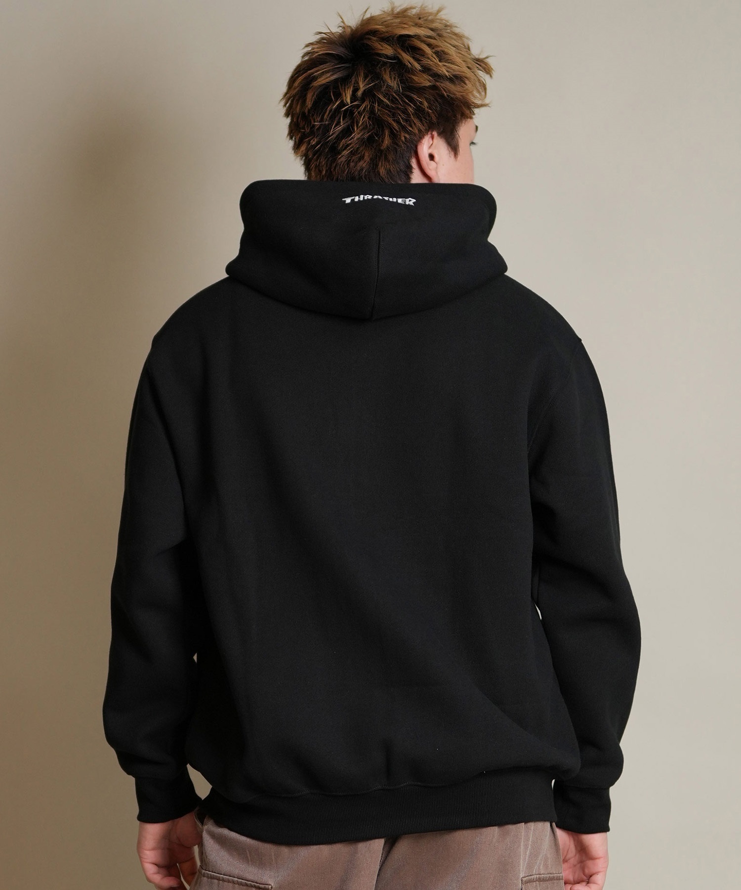 THRASHER スラッシャー ジップアップ パーカー メンズ スウェット フーディー ロゴ ワンポイント 裏起毛 254TH1PK065(WHT-M)