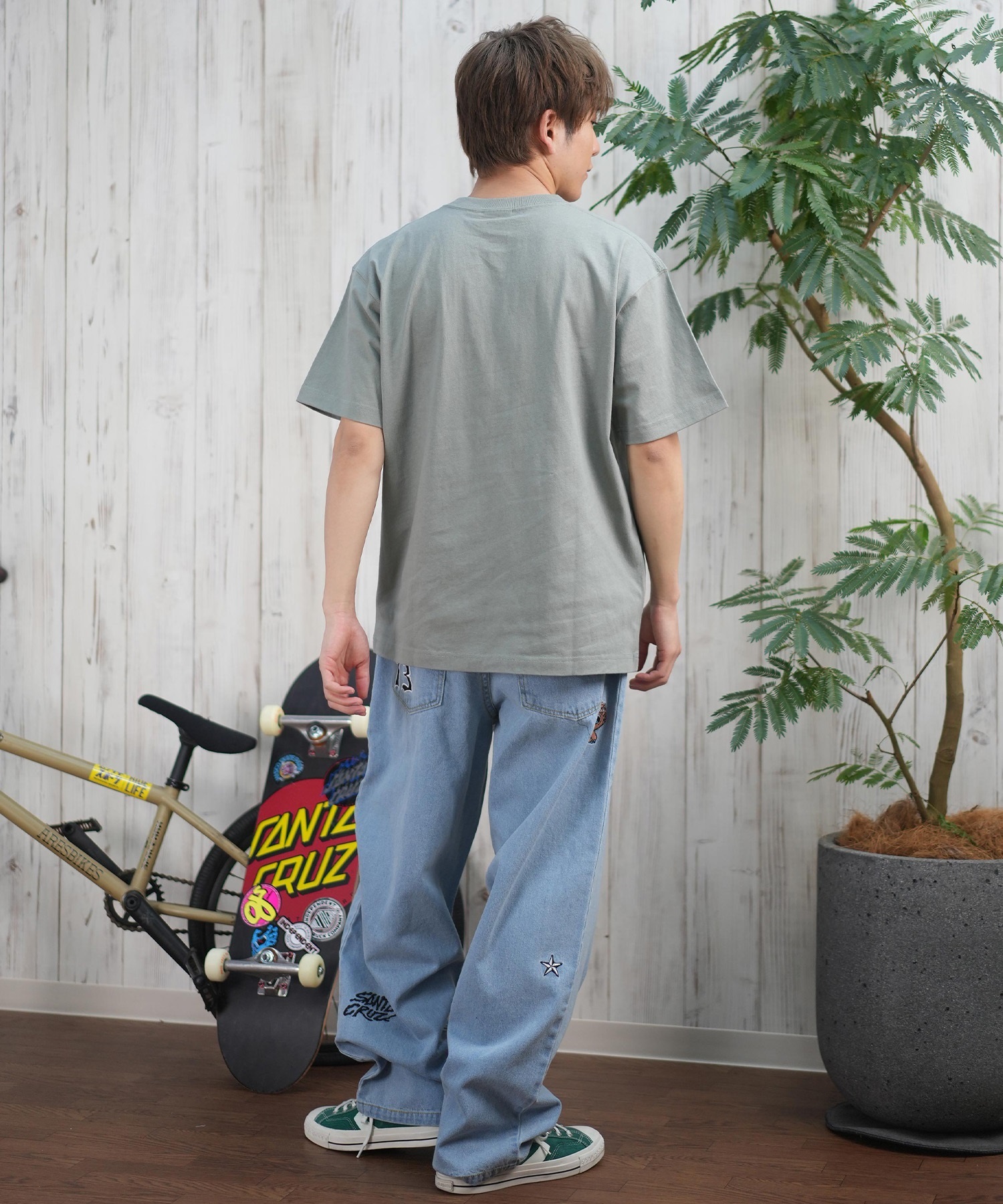 THRASHER スラッシャー 半袖 Tシャツ メンズ フロント刺繍 オーバーサイズ 252TH1ST040 ムラサキスポーツ限定(WHT-S)