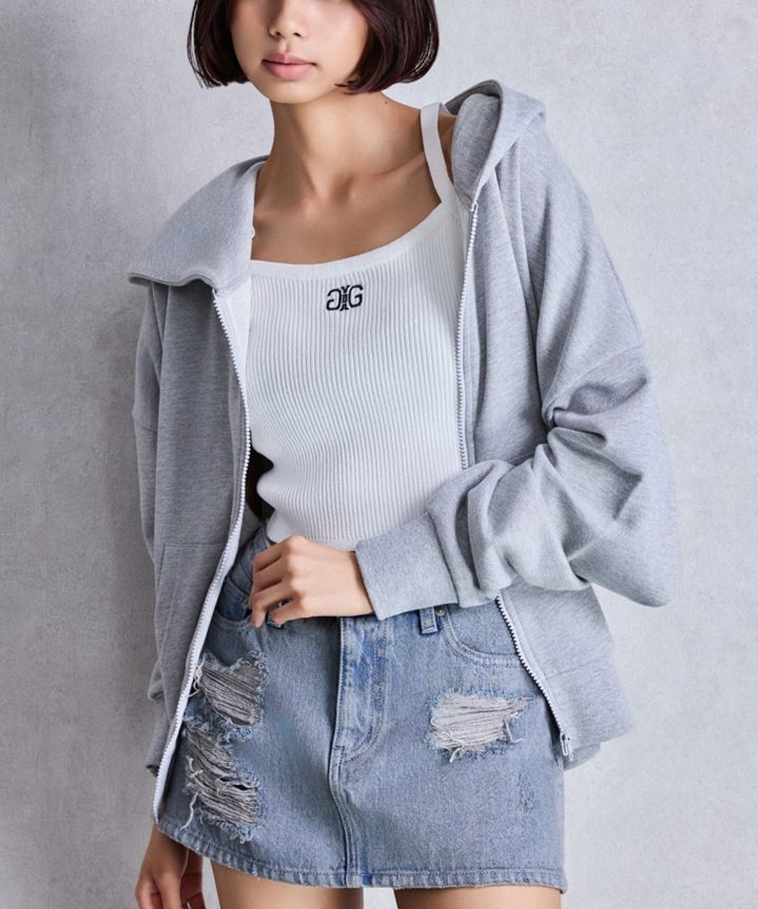 GYDA ジェイダ ジップアップ パーカー レディース GYDA LOOSE スウェット ZIP UP パーカー 072552908001(O.WHT-FREE)
