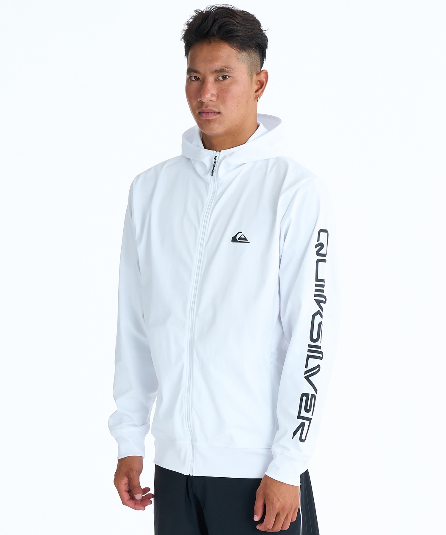 QUIKSILVER クイックシルバー 水着 ラッシュガード ジップアップ パーカー メンズ UVカット 接触冷感 速乾 水陸両用 QLY261009(WHT-M)