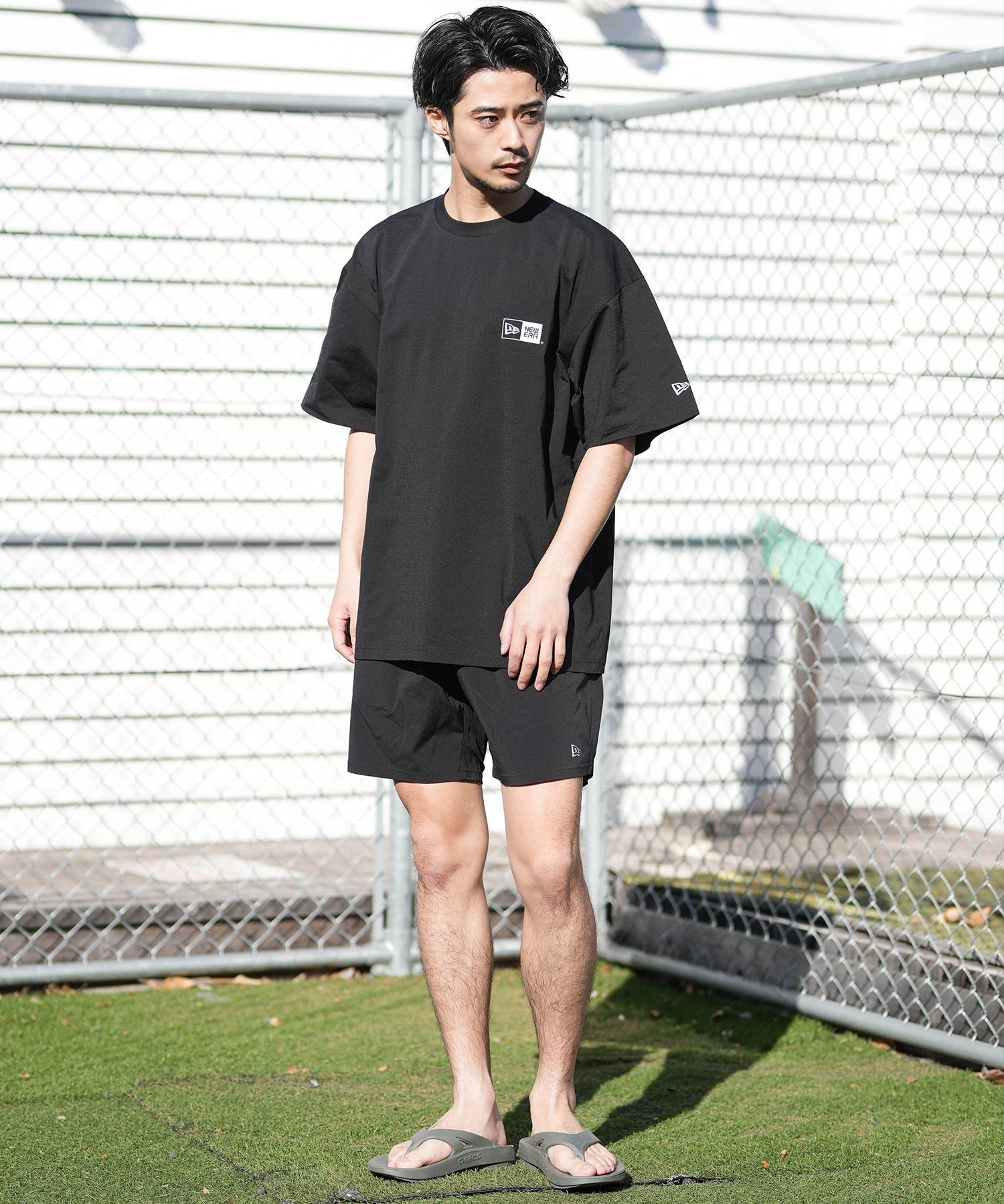 NEW ERA ニューエラ ハーフパンツ ショートパンツ メンズ ショーツ ストレッチ ナイロン パフォーマンスアパレル 撥水 14744514(BLK-M)