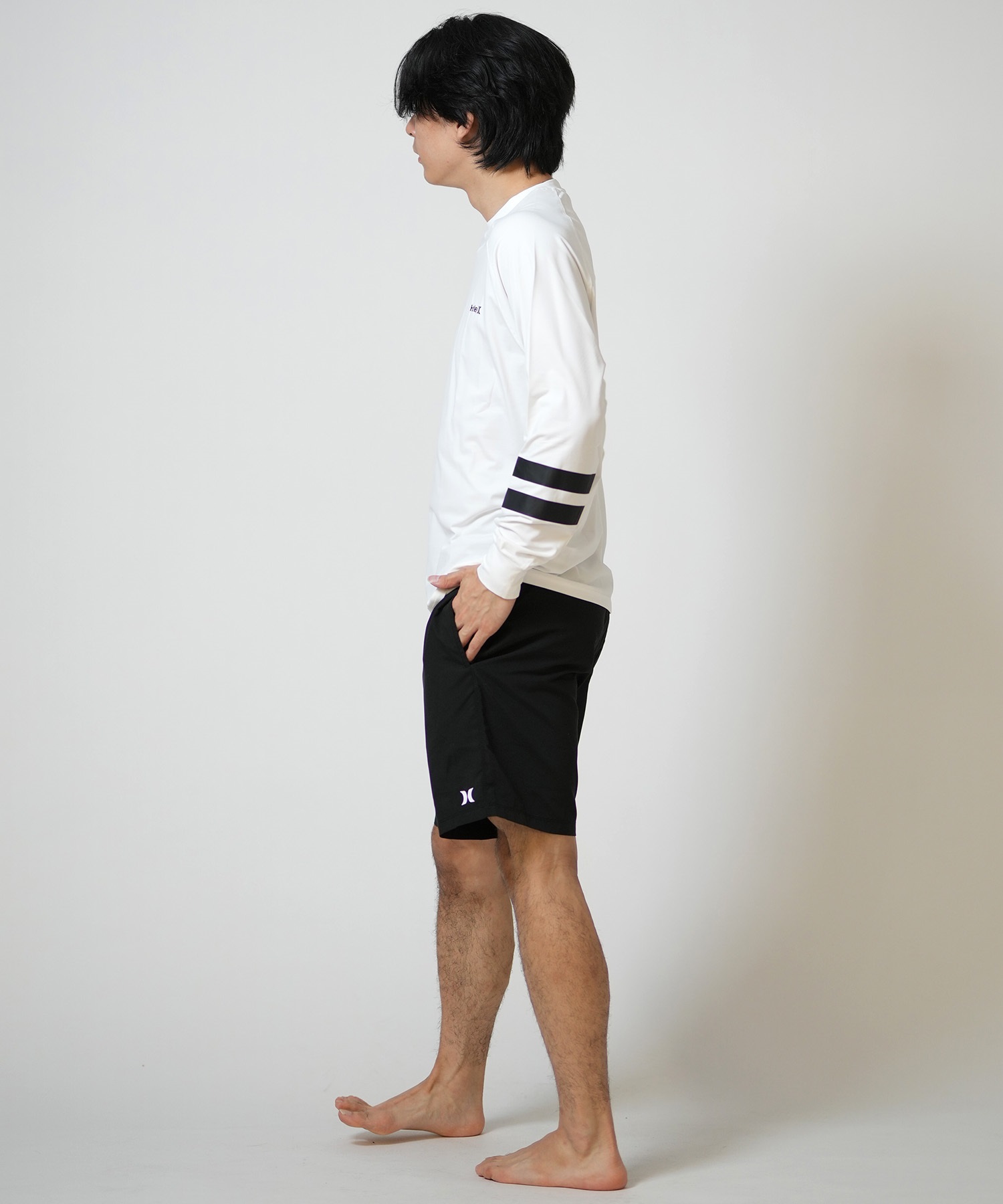 Hurley ハーレー 水着 ラッシュガード 長袖 Tシャツ ロンT メンズ UVカット ストレッチ 疎水性 抗菌防臭 水陸両用 MALS26106P(WHT-M)